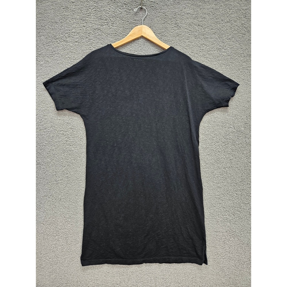 J. Jill T-Shirt Dress Small Black Slub Knit Cotton Minimalist Oversized
